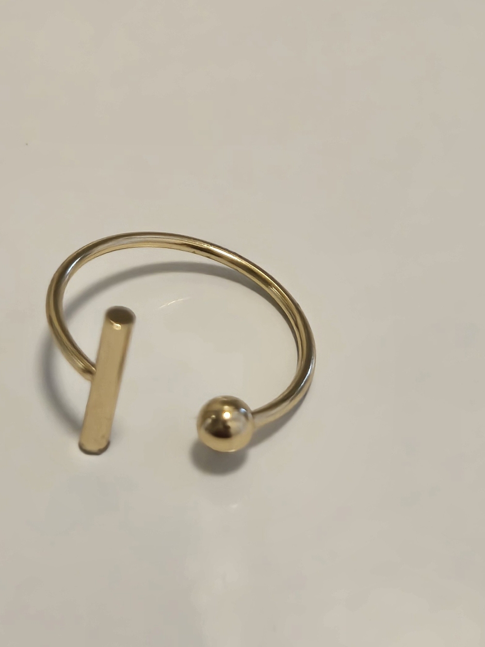 Gold Open-Ended Bar & Ball Ring - Women Jewelry